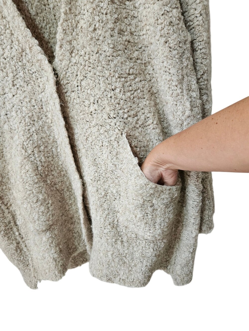 Free People Boucle Cardi Sweater Alpaca Blend S Beige Cozycore Cottagecore - Picture 9 of 15